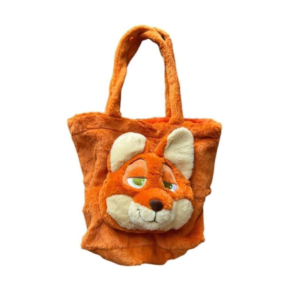 Orange Plush Faux Fur Fox Face Plush Shoulder Tote Bag New Children or Adults